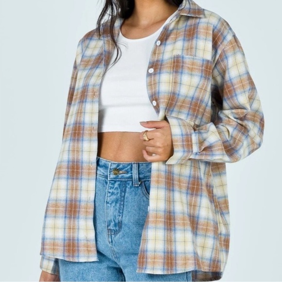 Princess Polly Tops - Princess Polly Flannel Button Up Top